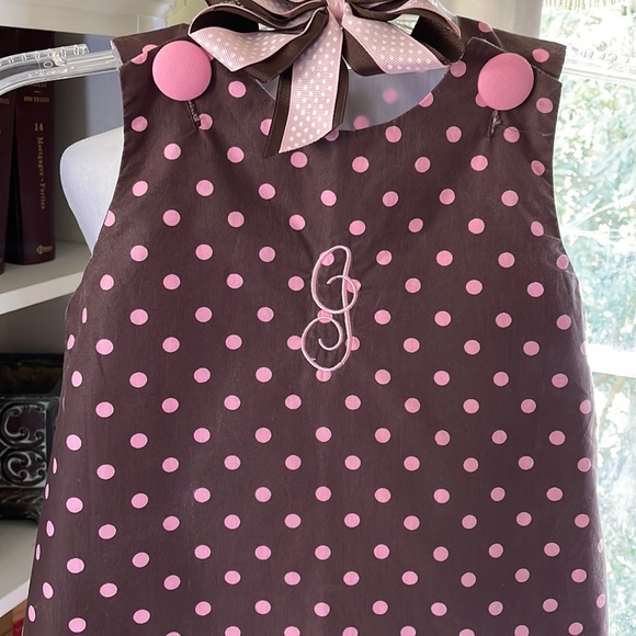 Girls Boutique Pink Polka Dot Monogram I Ruffle Pants Set With Custom Bow - Picture 3 of 8